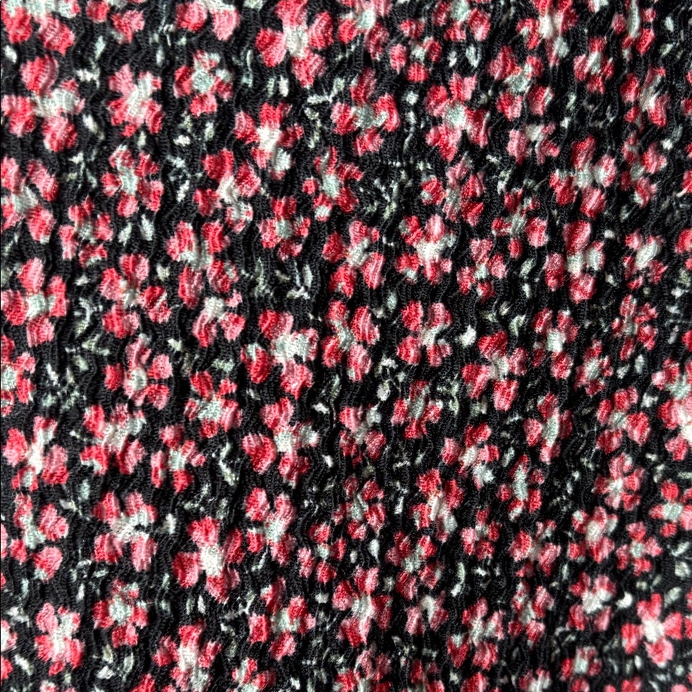 LOFT Pink and Black Floral V-Neck Long Sleeve Puff Top XL - Picture 4 of 6